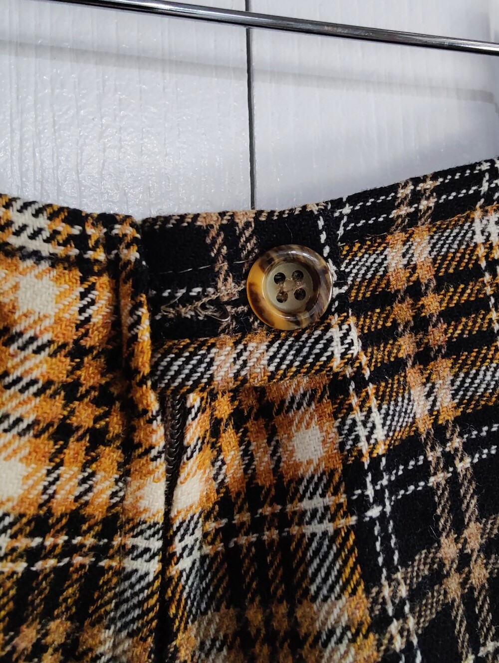 Vintage Pendleton Wool Plaid Wide Leg Pants High Waisted Amber Gold Medium USA - Picture 12 of 16